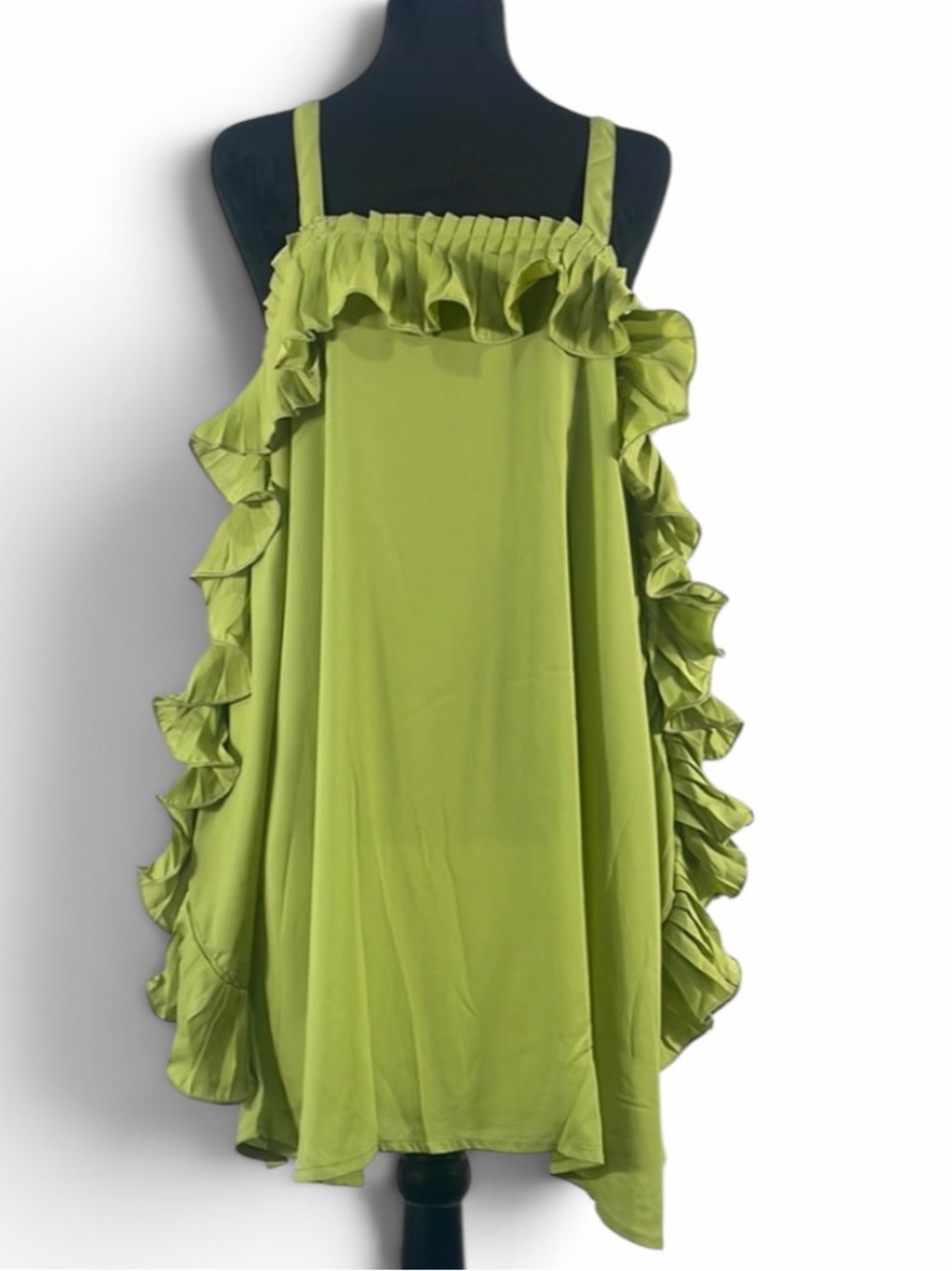 New Pretty Angel Green Baby Doll Dress, Tunic, Ruffle Dress,Open Shoulder, Small